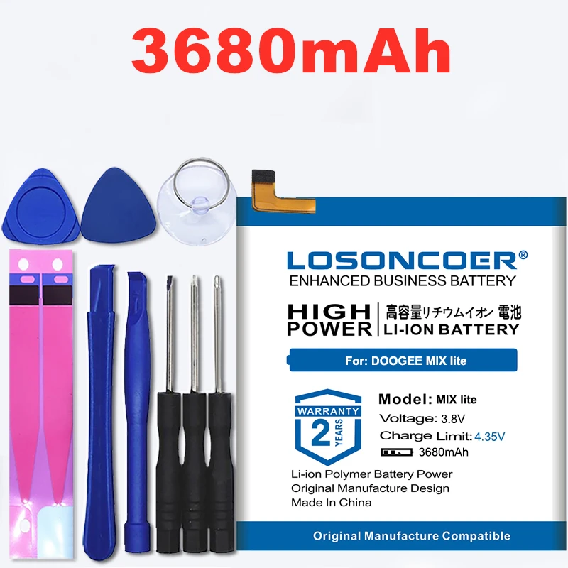 100% Оригинальный LOSONCOER для батареи DOOGEE MIX Lite с длительным временем ожидания