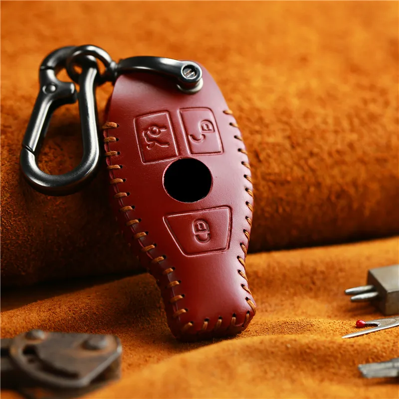 

Leather key cover for Mercedes-Benz C-Class W204 GLC 260 C200 The CIA GLA W205 W212 C S E class car accessories car styling