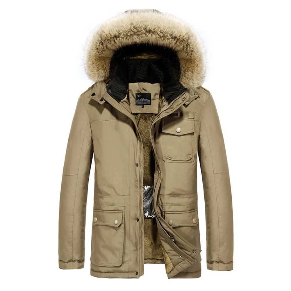 Dr.Qiiwi Men Cotton Clothes Heated Jacket Middle-Aged Casual Heated Coat For Autumn Winter Thermal Clothing - Цвет: Khaki
