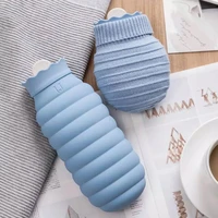313620ml hot water bag microwave heating silicone bottle winter heater with knitted cover warmer for office home stomach period