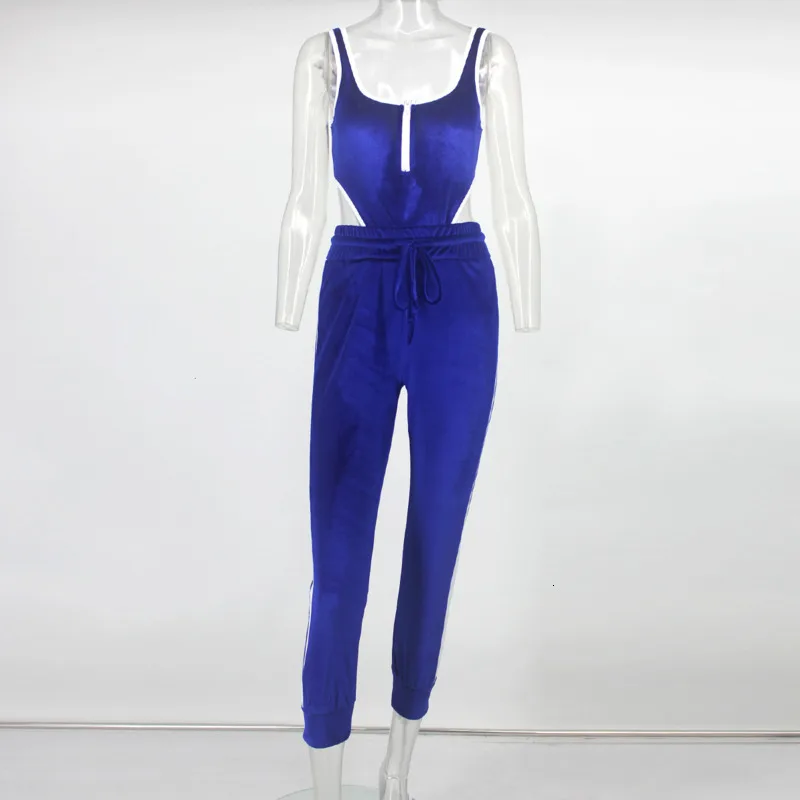 Женский комбинезон без рукавов Fuedage бархатный Облегающий с v образным вырезом