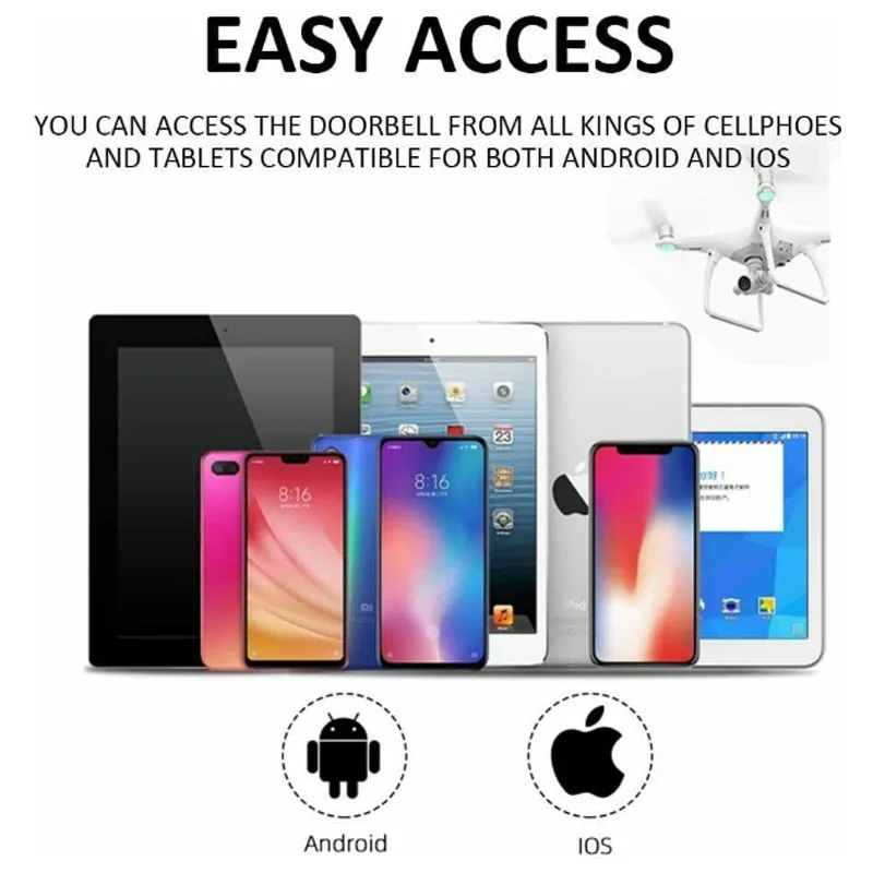 2021 Беспроводной Wi Fi видеозвонок дверной звонок умный телефон Интерком камера