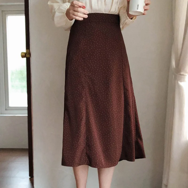 

Детская юбка средней длины с волнистыми краями, новинка 2021, Корейская юбка А-силуэта, платье средней длины с высокой талией и цветочным прин...