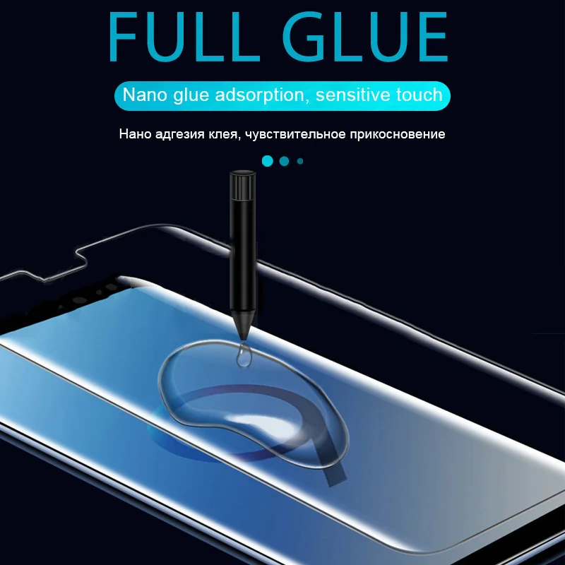 УФ жидкое закаленное стекло с полным клеем для Samsung Galaxy S10 S20 S8 S9 Plus Note 20 8 9 10 полная