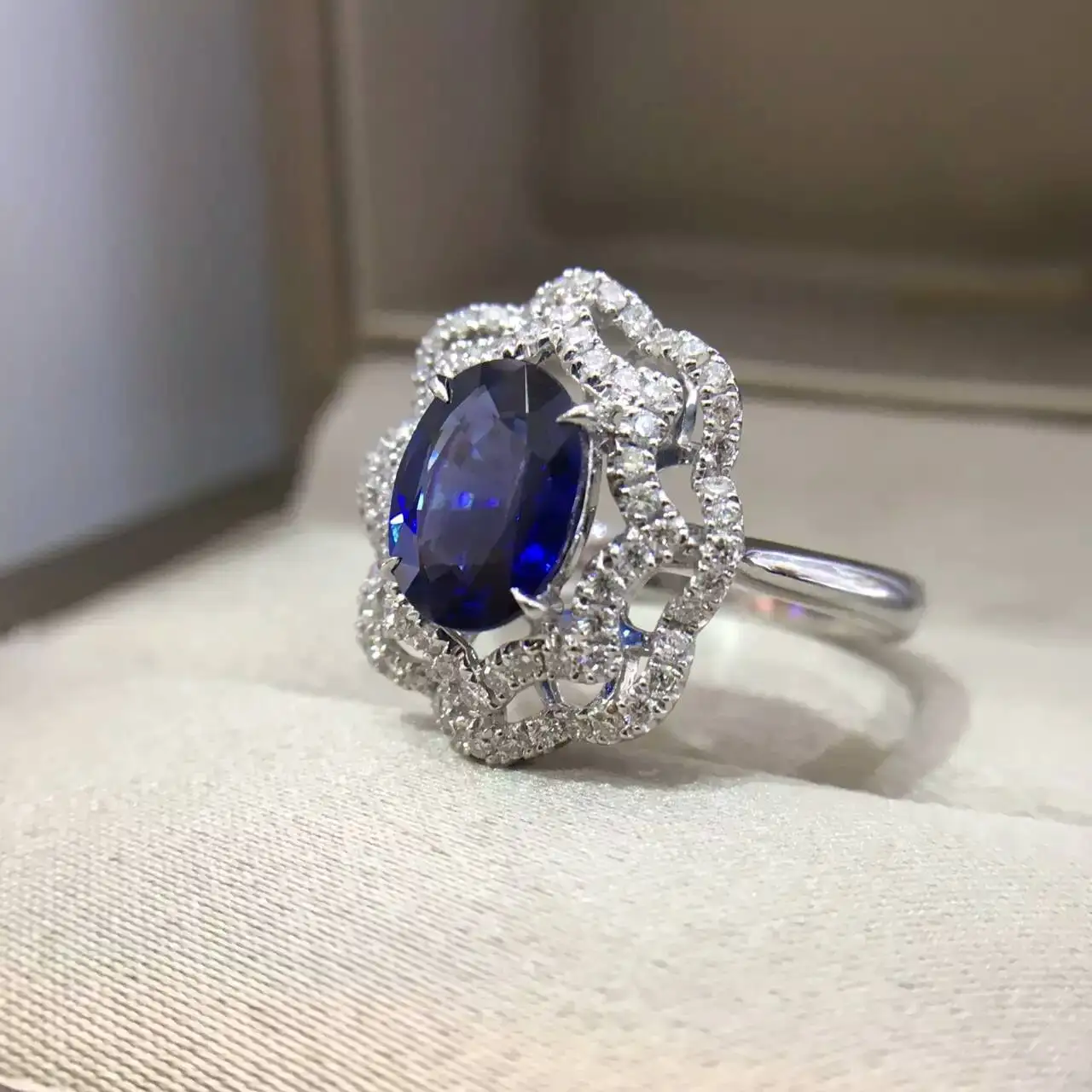2.012ct+ 0.461ct 18K золото натуральный сапфир женское кольцо с алмазной установкой новое Изысканное Украшение на свадьбу обручальное кольцо