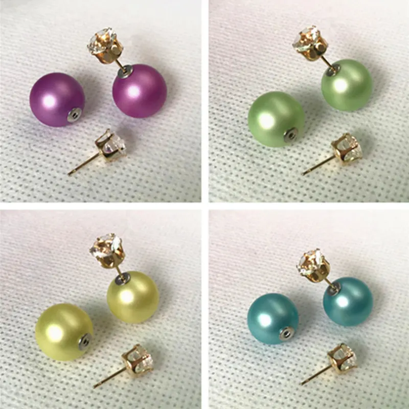 

Woman Earrings Fashion Double Sides Matt Candy Color Round Ball Stud Earrings For Girl Crystal Jewelry Wholesale