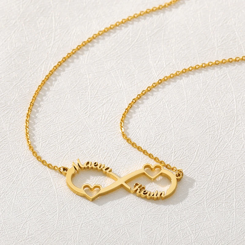 Ожерелье из нержавеющей стали под заказ с именем сердца золотой цвет