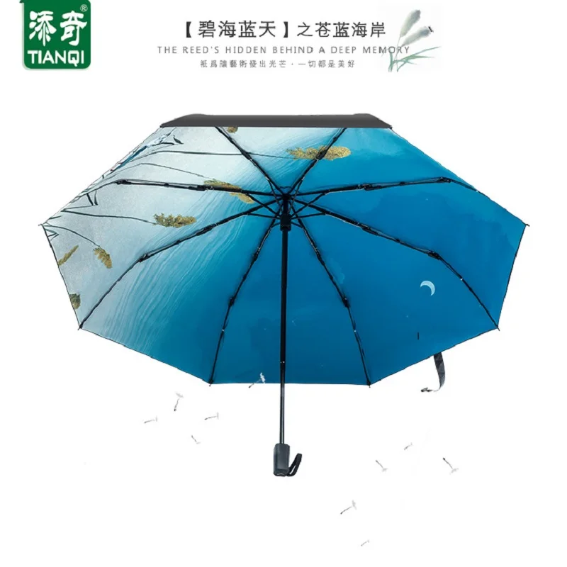 

Creative Black Umbrella Uv Proof Paraguas Travel Abstract Art Windproof Lady Romantic Umbrella Large 3 Folding