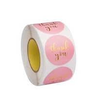 pink gold foil stickers thank you printing envelop seals candy box labels 500pcsroll