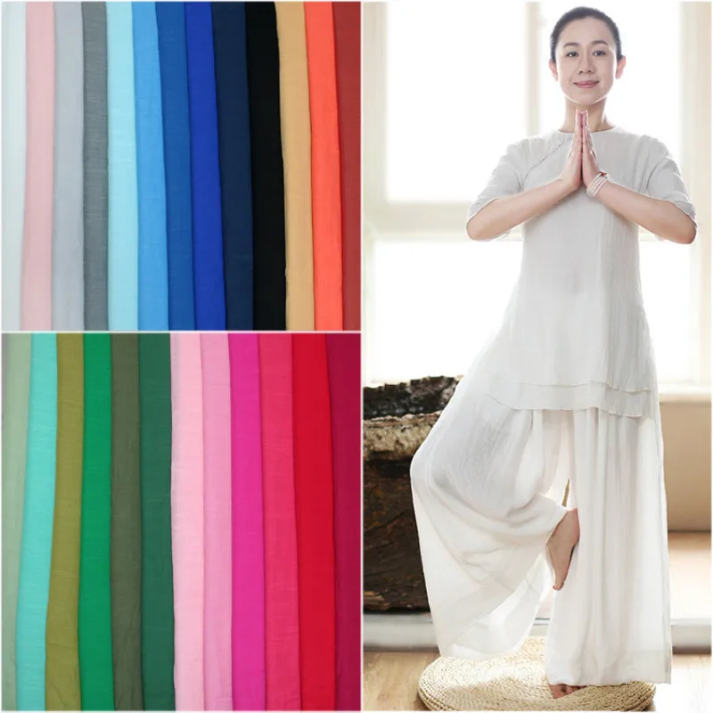 Tela de lino y algodón de bambú, tejido de seda suave de medio metro, Color sólido para bata, ropa de Yoga, forro de Gallus, fina y suave, T878