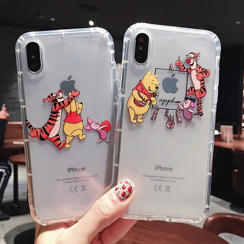 

Cartoon Disney Winnie the Pooh Soft Case for iPhone 12 Pro 11 Pro XS Max X XR 7 8 Plus Back Cover Silicone TPU Anti-fall Shell