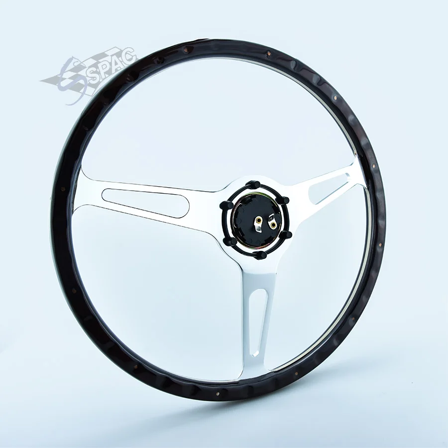 Деревянное гоночное Рулевое колесо для карт 15 дюймов 380 мм матовое серебристое