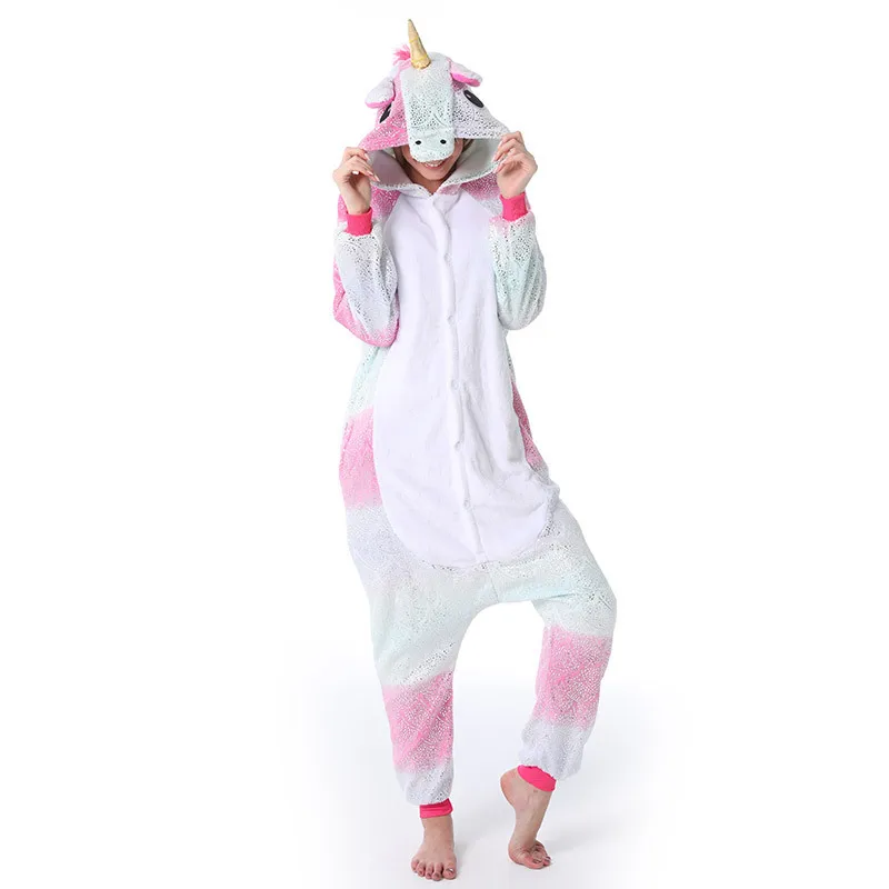 Единорог комбинезоны для девочек и мальчиков сезон зима стежка Totoro Panda Onesie женщин
