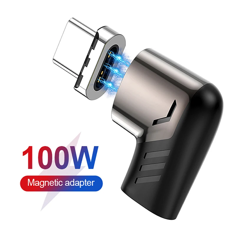 

100W Magnetic Fast Charging Cable Converter Plug 180 Degree Elbow Magnet Charge Adapter For iPhone 12 Pro Max Xiaomi 11 Huawei