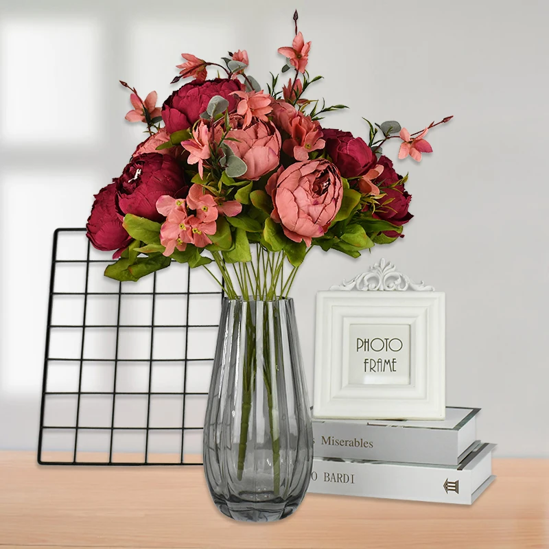 

50cm 13 Heads/Bouquet Artificial Peony Flowers High Quality Big Bouquet Home Garden Indoor Decor Fake Plants Wedding Decoration