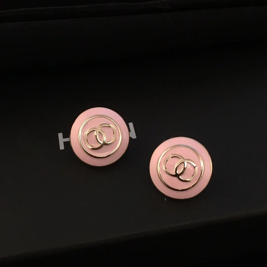 

B164 Brand C alphabet earrings with gold-plated labels and zircon micro-inlaid European and American fashion punk personality