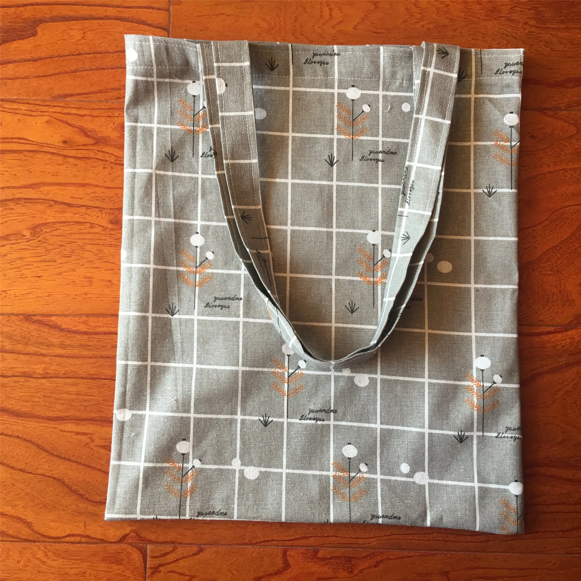 

Эко-сумка-тоут для покупок из хлопка и льна, наплечная сумка с принтом в горошек и деревьев, серая основа YL