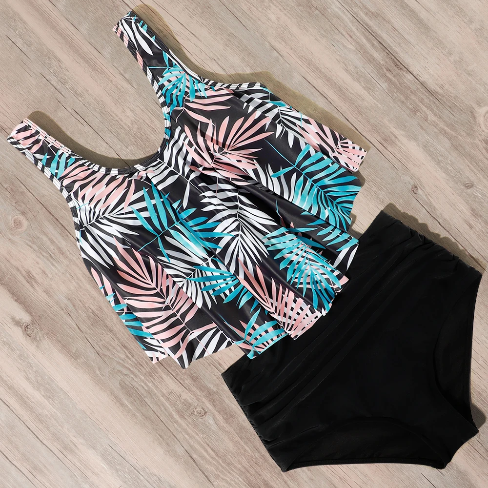 

Sexy Bikini 2021 Plus Size Bathing Suit Swimsuit Female Tummy Control Beachwear Halter Ruffle Bikini Set Swimwear Women Biquini