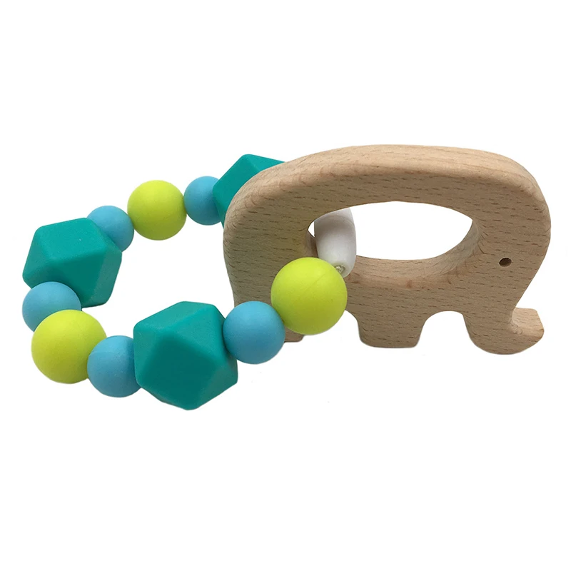 Baby Teether Wood Bird Animals Silicone Beads Pram Toy Nursing Bracelet Crib Toys Rattles |