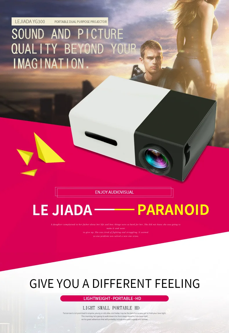 

YG300 LED Mini Projector 480x272 Pixels Supports 1080P HDMI USB Audio Portable Home Media Video Player Three colors available