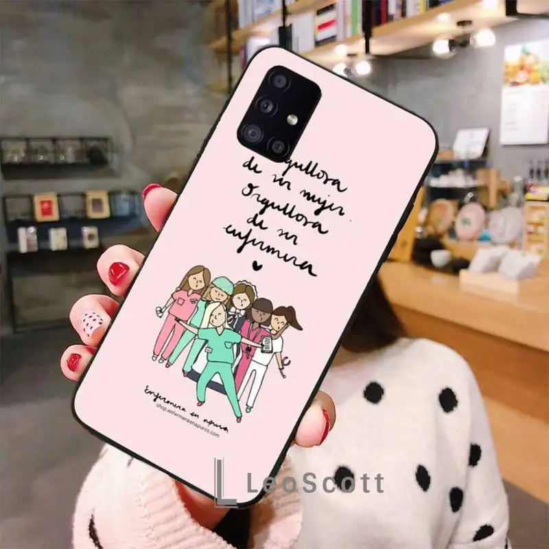 

Spain Cartoon Medicine Doctor Nurse Phone Case For Samsung A50 A51 A71 A20E A20S S10 S20 S21 S30 Plus ultra 5G M11