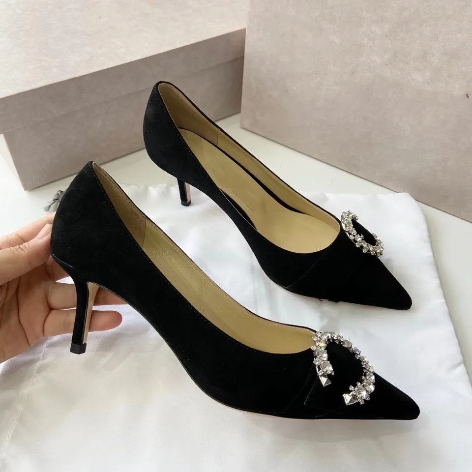 Женские туфли-лодочки на высоком каблуке с острым носком французском пряжкой со