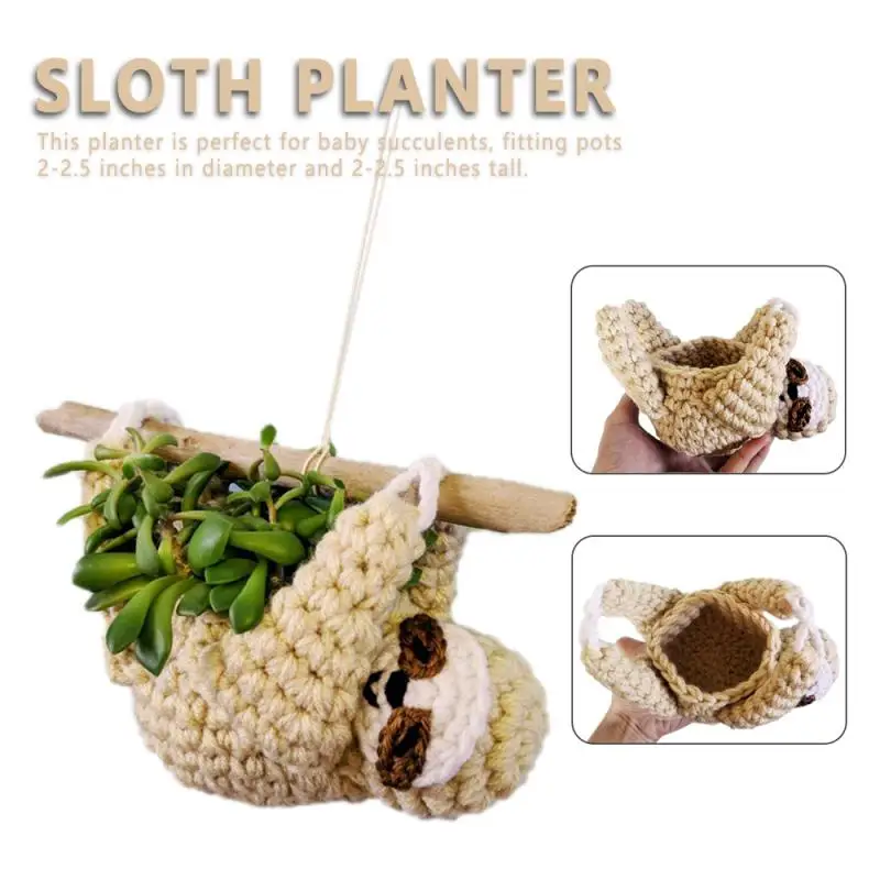 

1PCS Sloth Fabric Flower Pot Sloth Planter Hanging Crochet Planter Home Garden Yard Creative Decoration Storage Ornaments