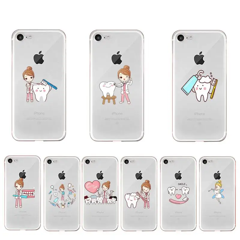 

Dentist Teeth Tooth Phone Case For iPhone X XS MAX 6 6s 7 7plus 8 8Plus 5 5S SE 2020 XR 11 12pro max Clear Coque