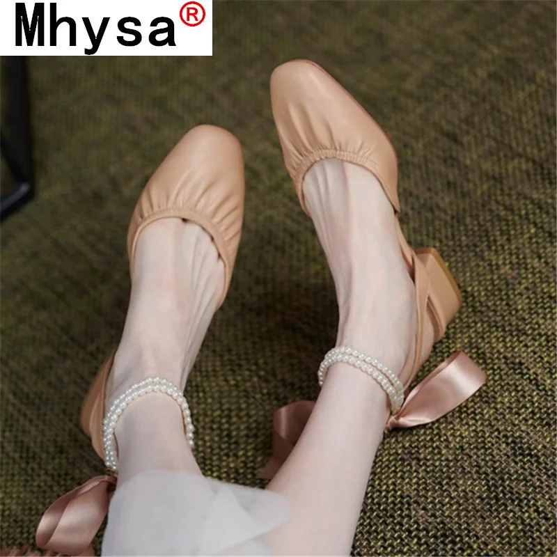 

2021 Women Summer Fashion Pearl Sandals Sexy Hollow Out Square Heel Lace-up Sandals Outdoor Party Dress Sandals Shoes for Woman