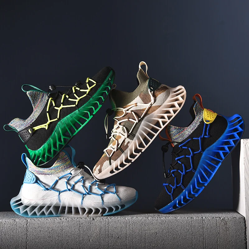 

Men Running Shoes Breathable Blade Sneakers High Quality Oudoor Trendy Wear Resistant Cushioning Sports Shoes Zapatillas Hombre