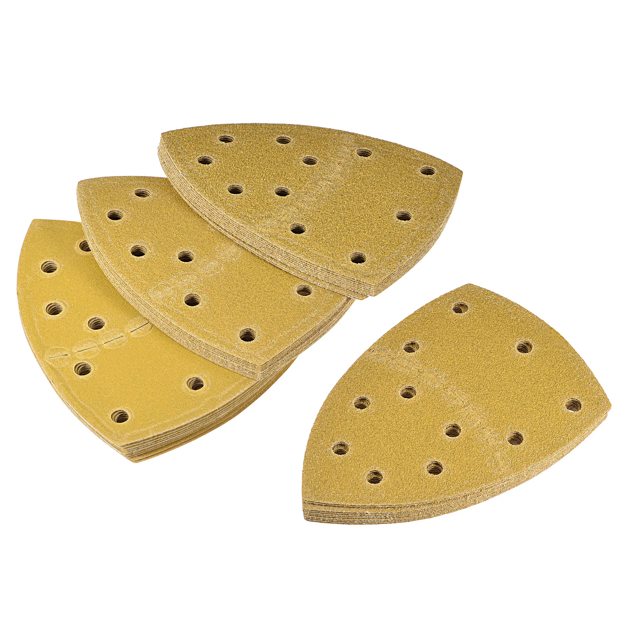 

Uxcell 11 отверстий, треугольная наждачная бумага P60/P80/P120/P240, абразивные 6-дюймовые Оксидные шлифовальные листы с крючком и петлей, 40 шт.