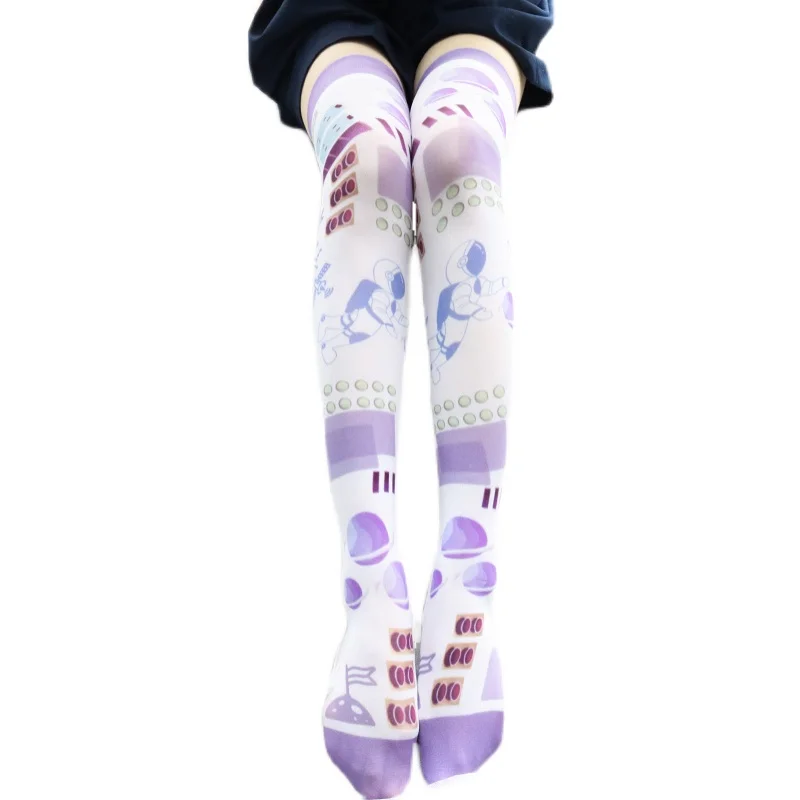 Japanese Sexy Cute Women's Stockings Gothic Lolita Girls Anime Long Socks Over Knee Thigh High Socks Harajuku Print Tights New