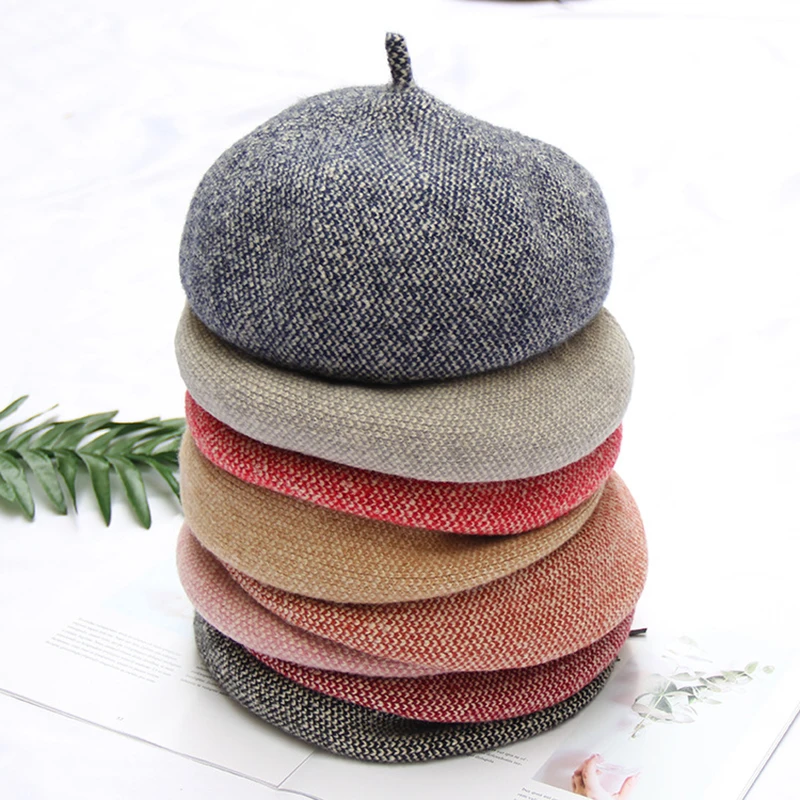 

2019 autumn and winter new knit warm wool ladies berets fashion small fresh painter hat suitable for sweet girl BLM46