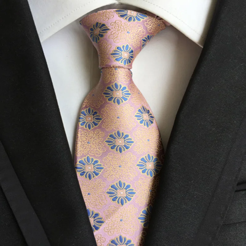 

en's 100% silk tie, geometric pattern, classic men's tie