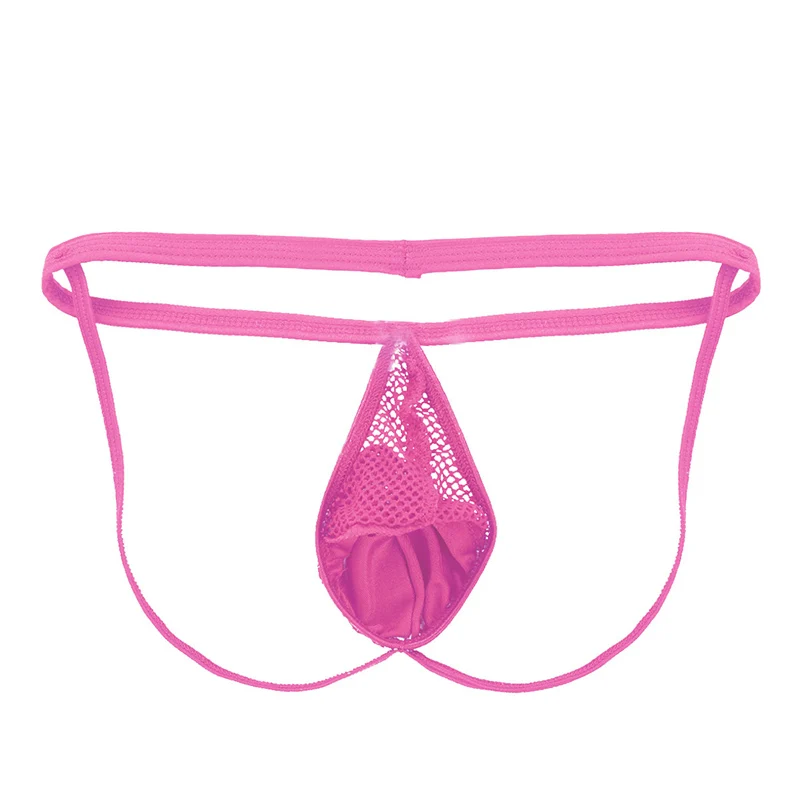 Мужские трусы стринги с низкой посадкой синие сетчатые танга открытой ягодицей