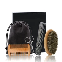 beard brush comb set w beard scissors grooming kit beard brush for men natural boar bristle beard brush storage bag