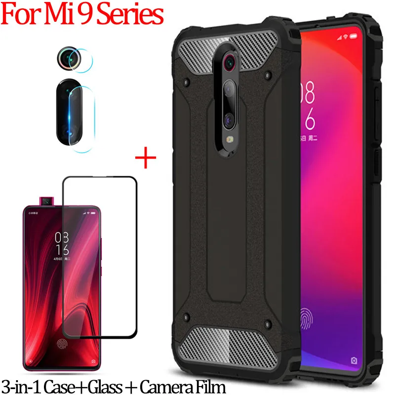 

3-in-1 Camera Glass + Armor Case for Mi 9T Pro Xiaomi 9 T Silicone Phone Case Mi9T Pro Xiomi 9 Lite Mi9SE Anti-Shock Back Cover