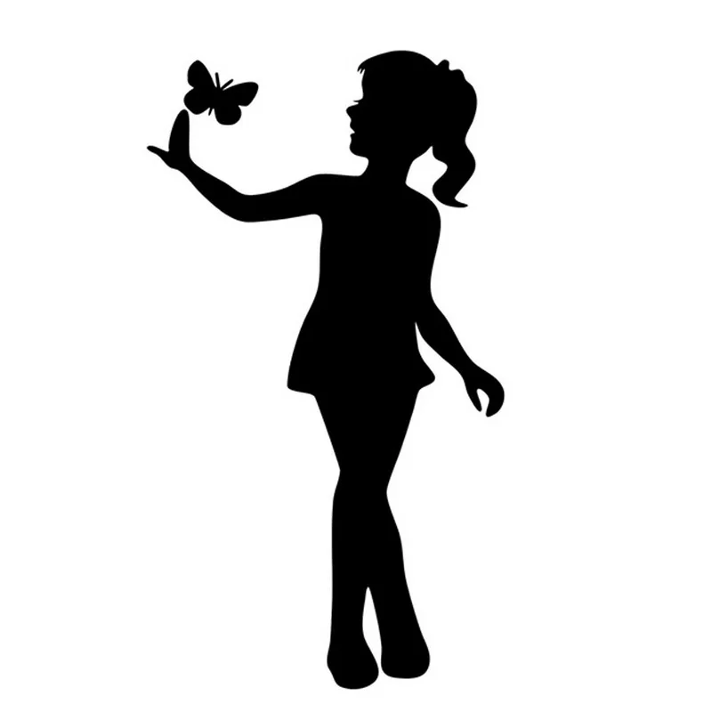 

Cute Girl Butterfly Waterproof Car Sticker Decals Suitable for All Kinds of Car Styling Accessories Black/white, 17cm*8cm