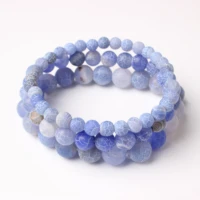 natural stone beads bracelet 8mm medium blue weathered agate bracelet fit for diy jewelry women and men amulet accessories