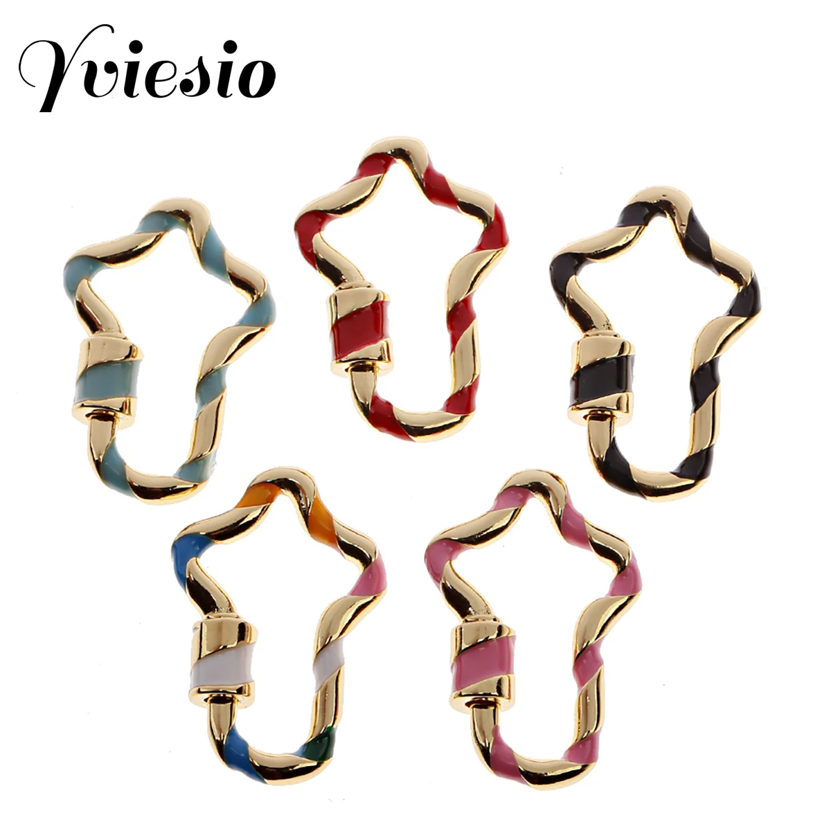 

Copper Multicolor Geometry Diy Pendant Carabiner Locks Screw Clasps Accessories For Hanging Chains Charms Jewelry Making
