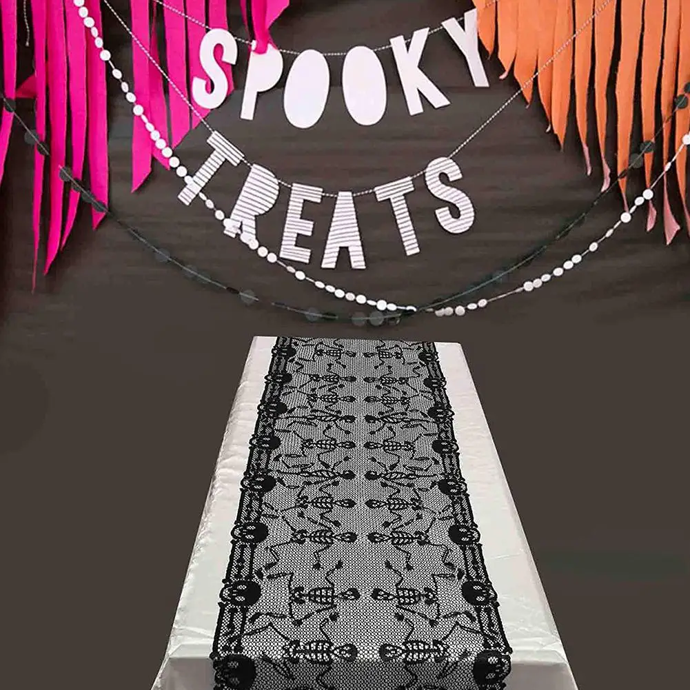 AsyPets большой размер кружева настольная дорожка черный скелет Танец шаблон