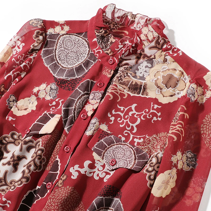 

JCHB 2021 High Quality Long Dresses for Women Vintage Floral Dress Woman Elegant Pleated Dress Female Spring Autumn Vestidos Pp