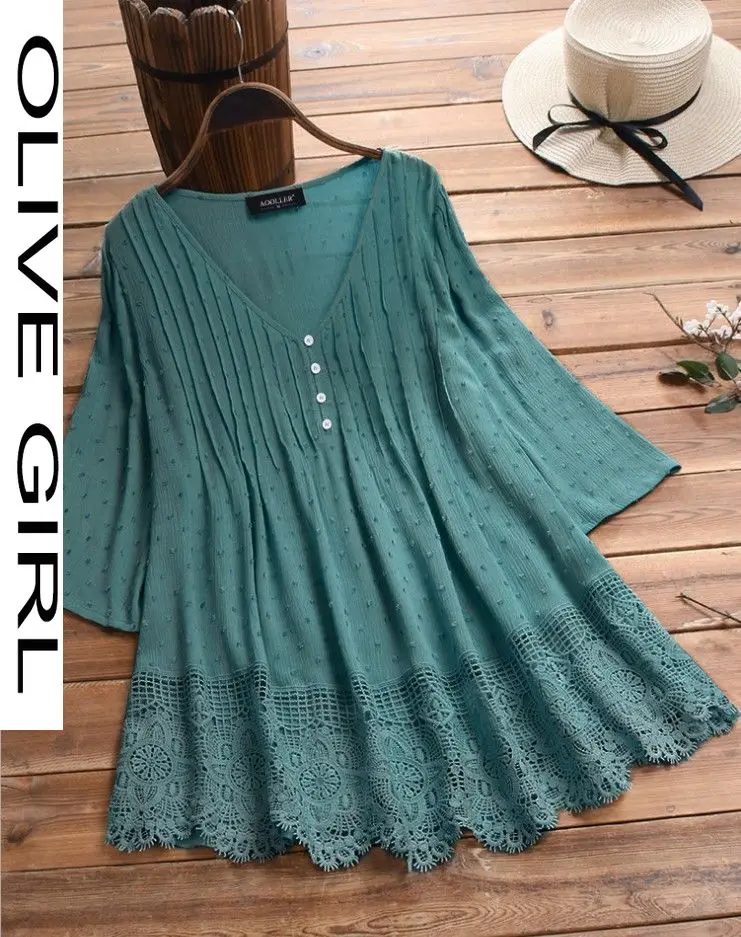 

2021 New High Grade Chiffon Shirt Spring Summer Fashion Lace Shirt