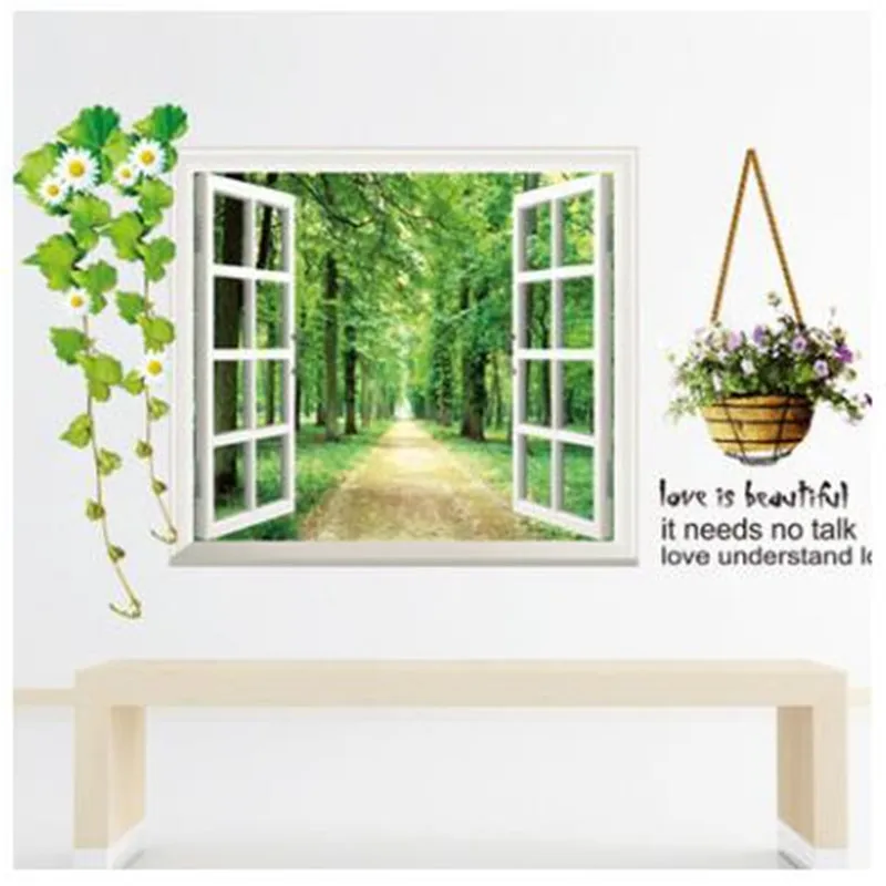 Новинка 2019 самодельные 3D наклейки с изображением лесного окна креативные