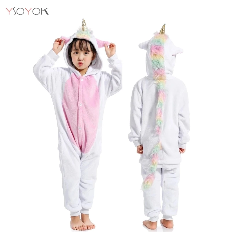 Gold Horn Unicorn Пижамы кигуруми со звездами и единорогом; детские пижамы с животными для мальчиков и девочек; детские пижамы; комбинезоны; зимняя одежда для сна; комбинезон - Цвет: Gold Horn Unicorn