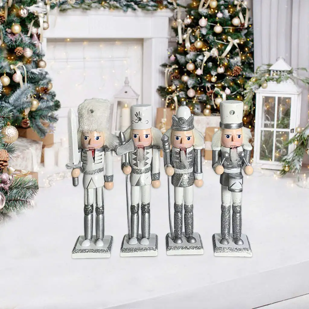 

4Pcs Nutcracker Puppet 18cm Gift Decoration Doll Miniature Soldier for Kids