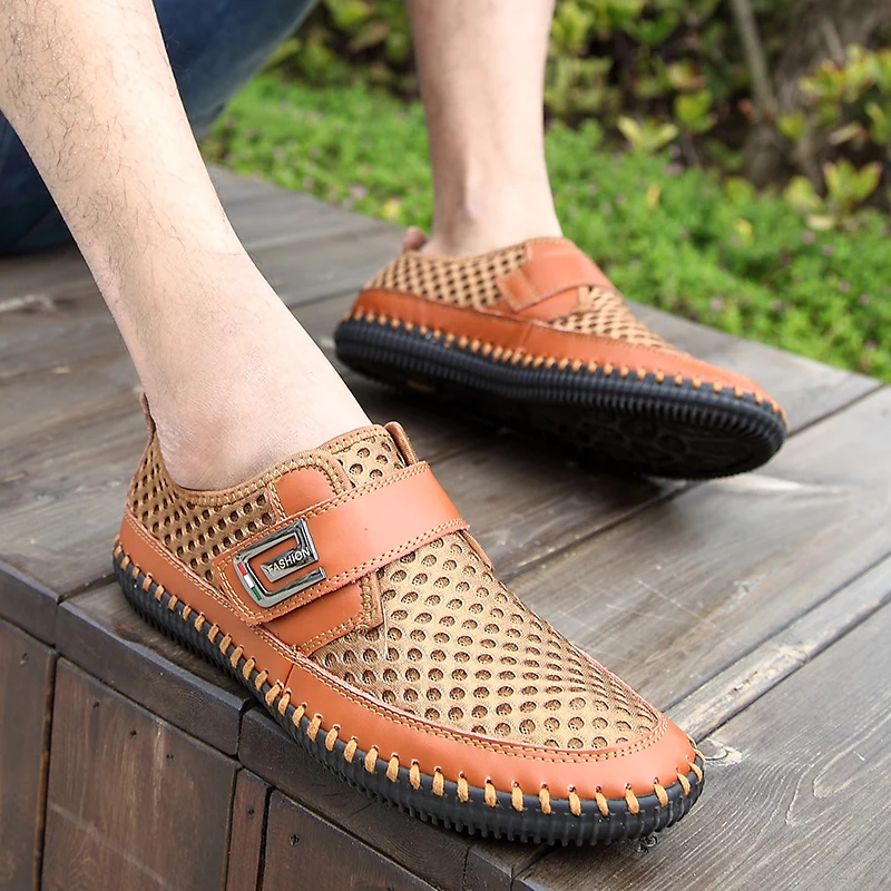 Summer Shoes Men Flats Loafers Breathable Casual Chaussure Homme Real Leather Driver Moccasins Loafer casual Zapatos | Обувь