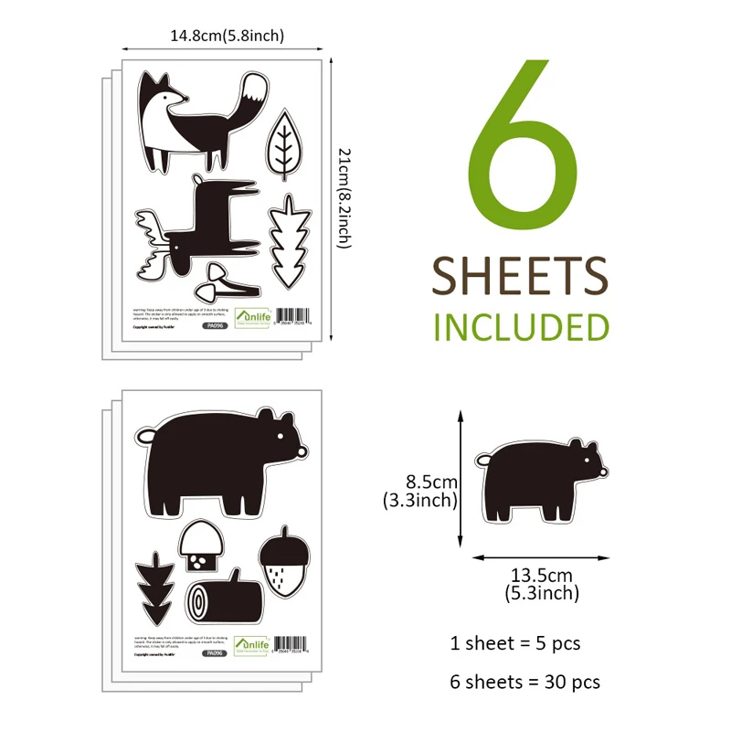 Наклейки на стену с изображением животных лося лисы медведя|Наклейки стену| |