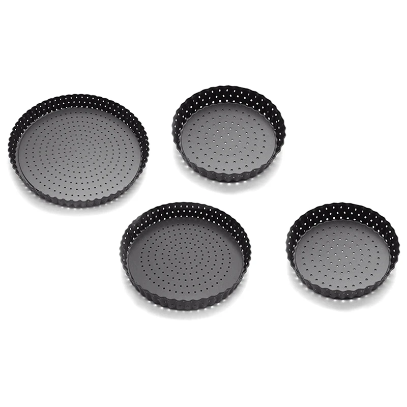 

Pizza Baking Pan Hole Nonstick Removable Loose Bottom Fluted Heavy Duty Pie Tray Bakeware Mould For Tart Cake Mold