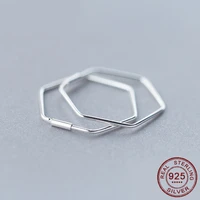 quality 100 925 sterling silver hyperbole minimalist geometric polygon hoop earrings accessories for women fine jewelry gift